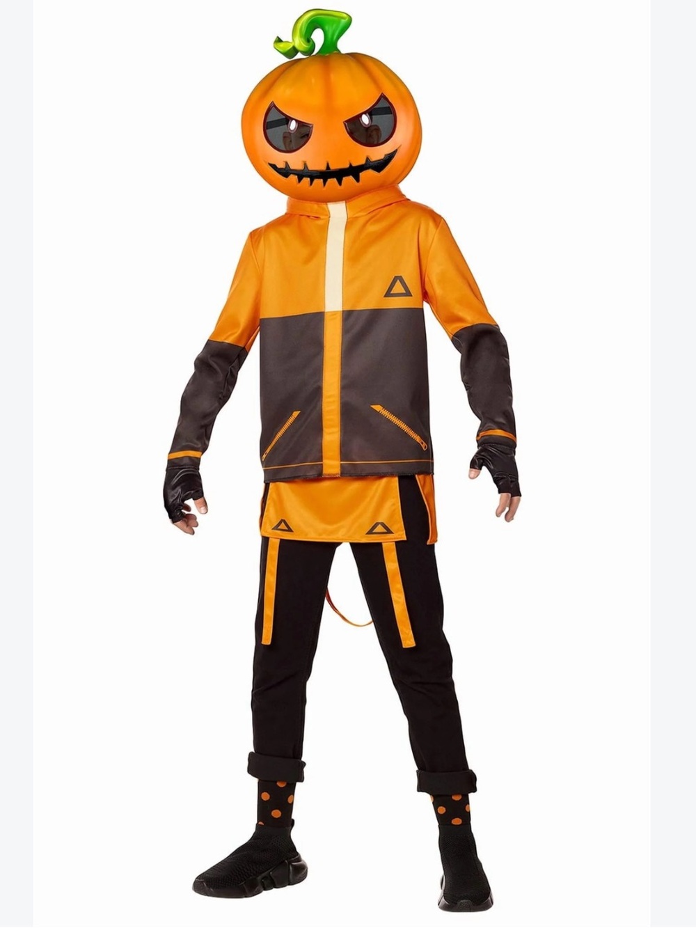 Fortnite Punk Pumpkin Kids Halloween Costume - Orange & Black L 10-12 NEW